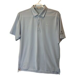 Peter Millar Mens XL Light Blue Short Sleeve Polyester Golf Polo Shirt BIG LOGO